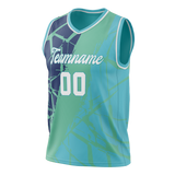 Custom Unisex Navy Blue & Light Blue Pattern Basketball Jersey BS0000211821