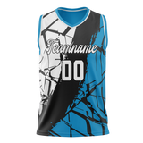 Custom Unisex Blue & Black Pattern Basketball Jersey BS0000212001