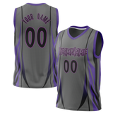 Custom Unisex Gray & Purple Pattern Basketball Jersey