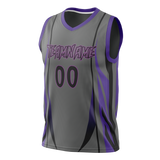 Custom Unisex Gray & Purple Pattern Basketball Jersey BS0000220323