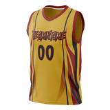 Custom Unisex Gold & Maroon Pattern Basketball Jersey BS0000221308