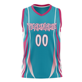 Custom Unisex Teal & Pink Pattern Basketball Jersey BS0000221725