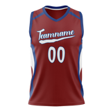 Custom Unisex Maroon & Royal Blue Pattern Basketball Jersey BS0000230819