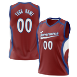 Custom Unisex Maroon & Royal Blue Pattern Basketball Jersey BS0000230819