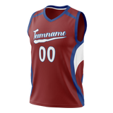 Custom Unisex Maroon & Royal Blue Pattern Basketball Jersey BS0000230819