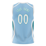 Custom Unisex Light Blue & White Pattern Basketball Jersey BS0000232102