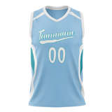 Custom Unisex Light Blue & White Pattern Basketball Jersey BS0000232102