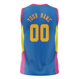 Custom Unisex Blue & Pink Pattern Basketball Jersey BS0000242025