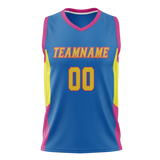 Custom Unisex Blue & Pink Pattern Basketball Jersey BS0000242025