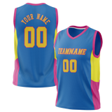 Custom Unisex Blue & Pink Pattern Basketball Jersey