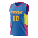 Custom Unisex Blue & Pink Pattern Basketball Jersey BS0000242025