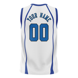 Custom Unisex White & Royal Blue Pattern Basketball Jersey BS0000250219