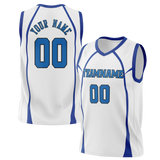 Custom Unisex White & Royal Blue Pattern Basketball Jersey BS0000250219