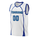 Custom Unisex White & Royal Blue Pattern Basketball Jersey BS0000250219