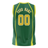 Custom Unisex Kelly Green & Yellow Pattern Basketball Jersey BS0000251512