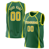 Custom Unisex Kelly Green & Yellow Pattern Basketball Jersey BS0000251512