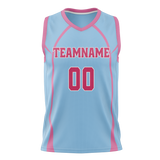 Custom Unisex Light Blue & Pink Pattern Basketball Jersey BS0000252125