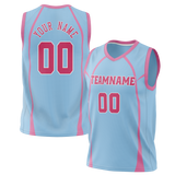 Custom Unisex Light Blue & Pink Pattern Basketball Jersey