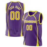 Custom Unisex Purple & Yellow Pattern Basketball Jersey BS0000252312