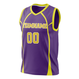 Custom Unisex Purple & Yellow Pattern Basketball Jersey BS0000252312