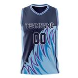 Custom Unisex Black & Light Blue Pattern Basketball Jersey BS0000260121