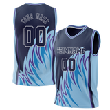 Custom Unisex Black & Light Blue Pattern Basketball Jersey