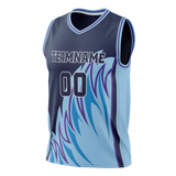 Custom Unisex Black & Light Blue Pattern Basketball Jersey BS0000260121