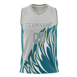 Custom Unisex Cream & Dark Aqua Pattern Basketball Jersey BS0000260516