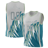 Custom Unisex Cream & Dark Aqua Pattern Basketball Jersey