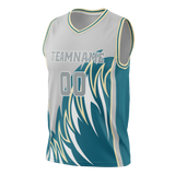 Custom Unisex Cream & Dark Aqua Pattern Basketball Jersey BS0000260516