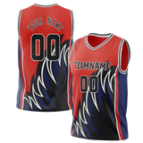 Custom Unisex Red & Black Pattern Basketball Jersey