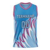 Custom Unisex Blue & Light Blue Pattern Basketball Jersey BS0000262021