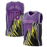 Custom Unisex Purple & Black Pattern Basketball Jersey