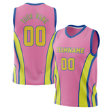 Custom Unisex Light Pink & Yellow Pattern Basketball Jersey