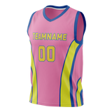 Custom Unisex Light Pink & Yellow Pattern Basketball Jersey BS0000272612