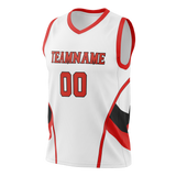 Custom Unisex White & Red Pattern Basketball Jersey BS0000280209