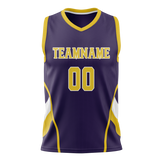 Custom Unisex Dark Purple & Yellow Pattern Basketball Jersey BS0000282212