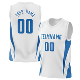 Custom Unisex White & Blue Pattern Basketball Jersey BS0000290220