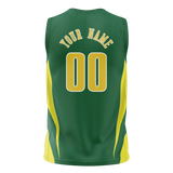 Custom Unisex Kelly Green & Yellow Pattern Basketball Jersey BS0000291512