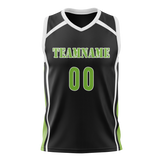 Custom Unisex Black & Green Pattern Basketball Jersey BS0000300114