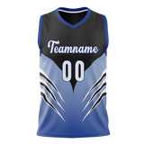 Custom Unisex Black & Light Blue Pattern Basketball Jersey BS0000310121