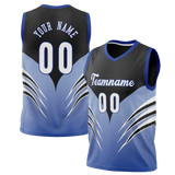 Custom Unisex Black & Light Blue Pattern Basketball Jersey