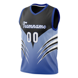 Custom Unisex Black & Light Blue Pattern Basketball Jersey BS0000310121