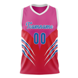 Custom Unisex Red & Pink Pattern Basketball Jersey BS0000310925