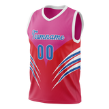 Custom Unisex Red & Pink Pattern Basketball Jersey BS0000310925