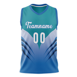 Custom Unisex Dark Aqua & Light Blue Pattern Basketball Jersey BS0000311621