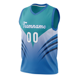 Custom Unisex Dark Aqua & Light Blue Pattern Basketball Jersey BS0000311621