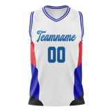 Custom Unisex White & Royal Blue Pattern Basketball Jersey BS0000320219