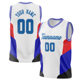 Custom Unisex White & Royal Blue Pattern Basketball Jersey BS0000320219