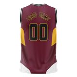 Custom Unisex Maroon & Brown Pattern Basketball Jersey BS0000320807